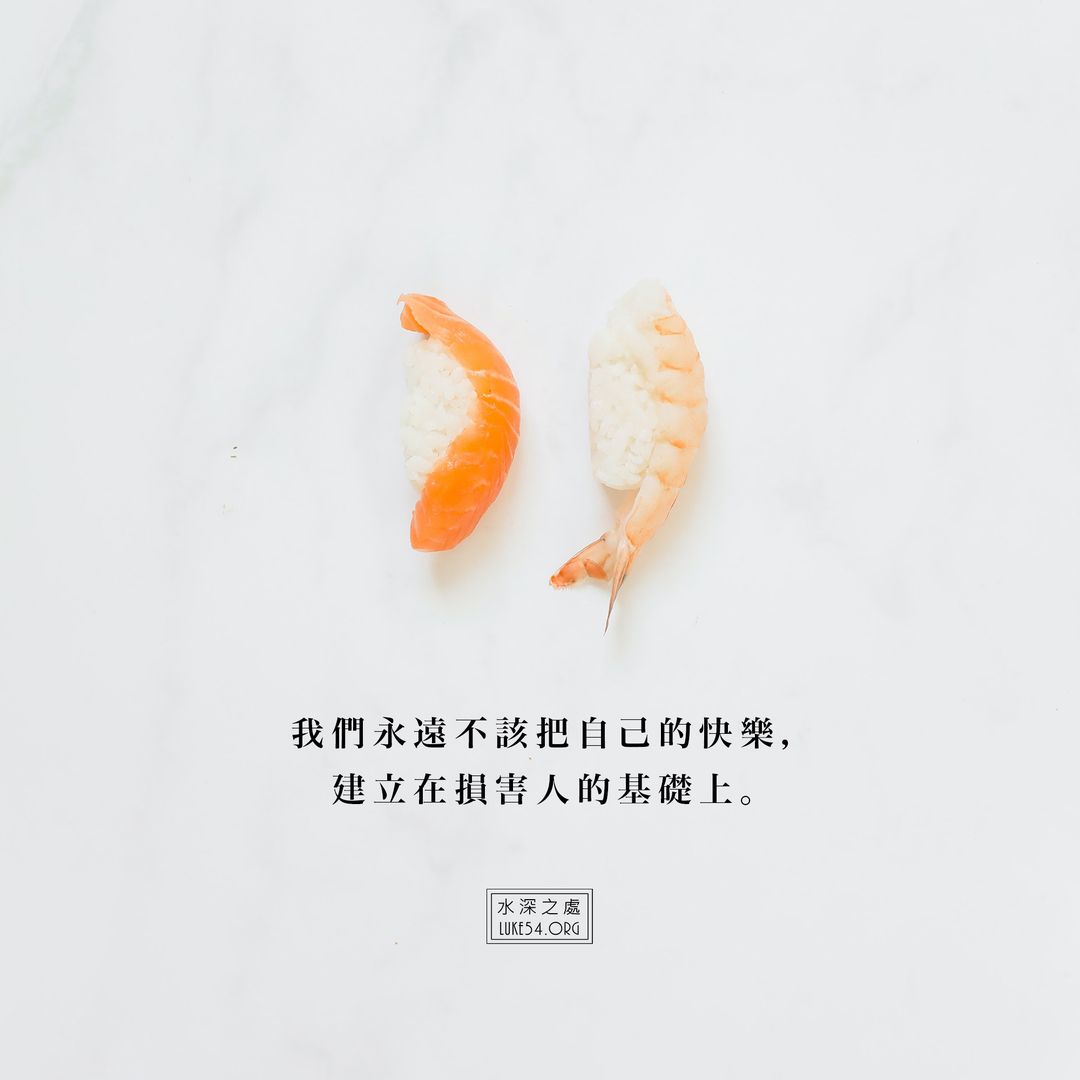 我們永遠不該把自己的快樂，建立在損害人的基礎上。